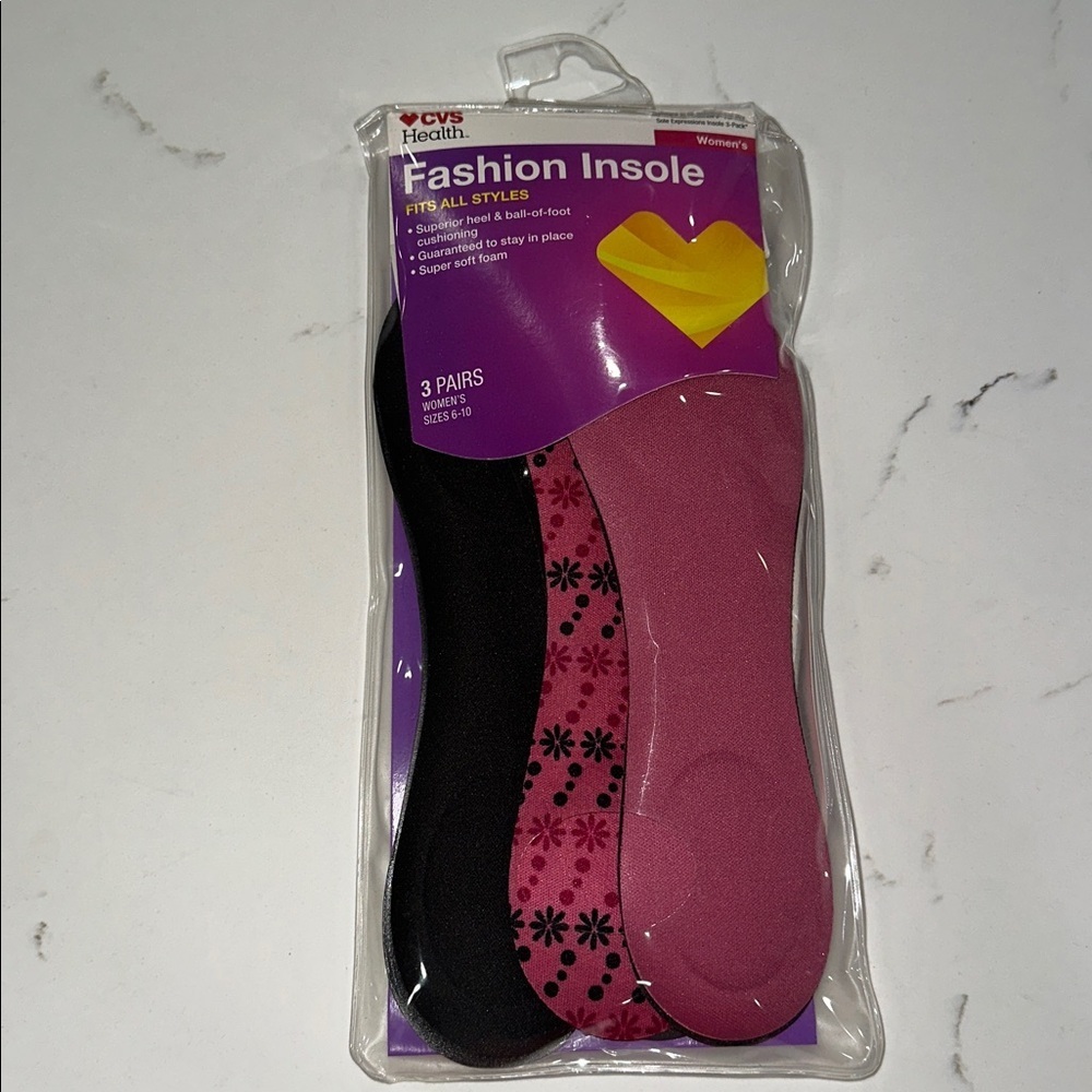 CVS Health Women's Fashion Insole - Black and Pink
